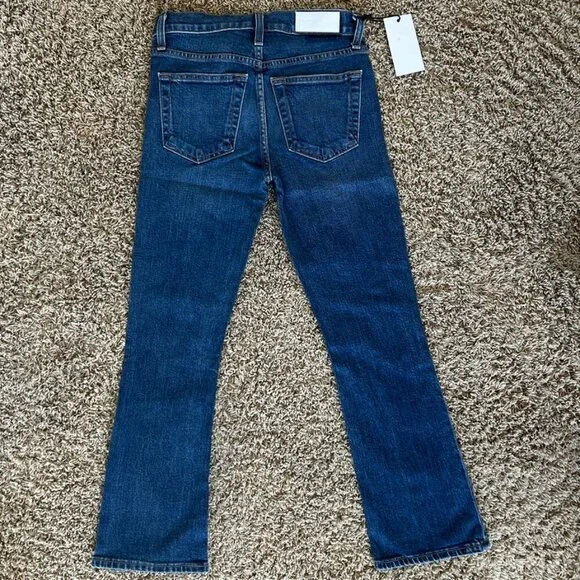 RE/DONE Mid-Rise Kick Flare Stretch Crop Jeans Mid 70s Wash in Size 26 - Picture 5 of 8